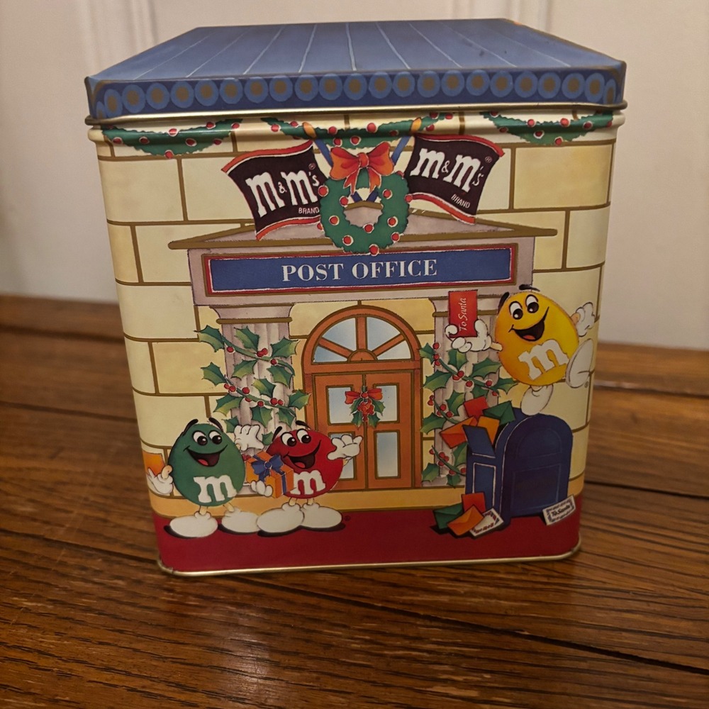 Vintage 1990 M&Ms Brand Town‎ Letters for Santa Post Office Collectible Tin